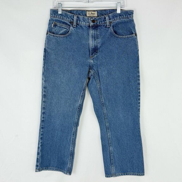 LL BEAN Men Blue Cotton Standard Fit Straight Leg Casual Western Jean 33x29 - Picture 1 of 15